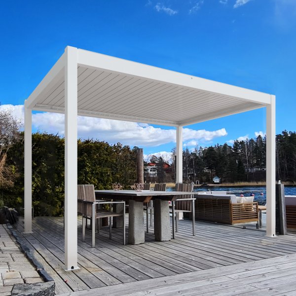 Pergola Premium 4x3m | Moottorikyttinen sleikn katto | Valkoinen